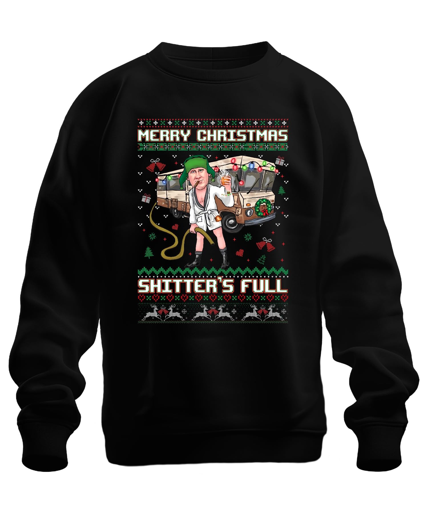 Printera Unisex Black Merry Christmas Shitter's Full Christmas Beautiful Gift Ugly Sweater Sweatshirt Pullover, 3XL