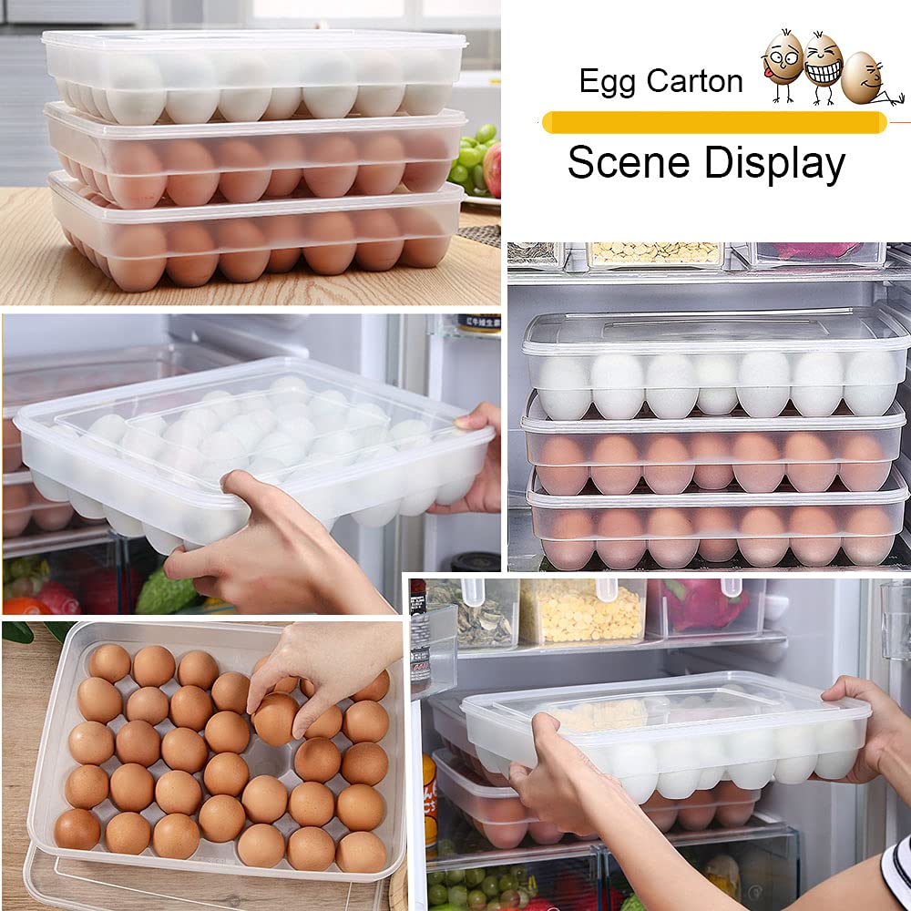 Zefeng Scatola per uova, uova contenitore, scatola impilabile, in plastica, con coperchio, coperchio per 34 cucina campeggio picnica, stoccaggio alimentare, (V094-egg storage box)
