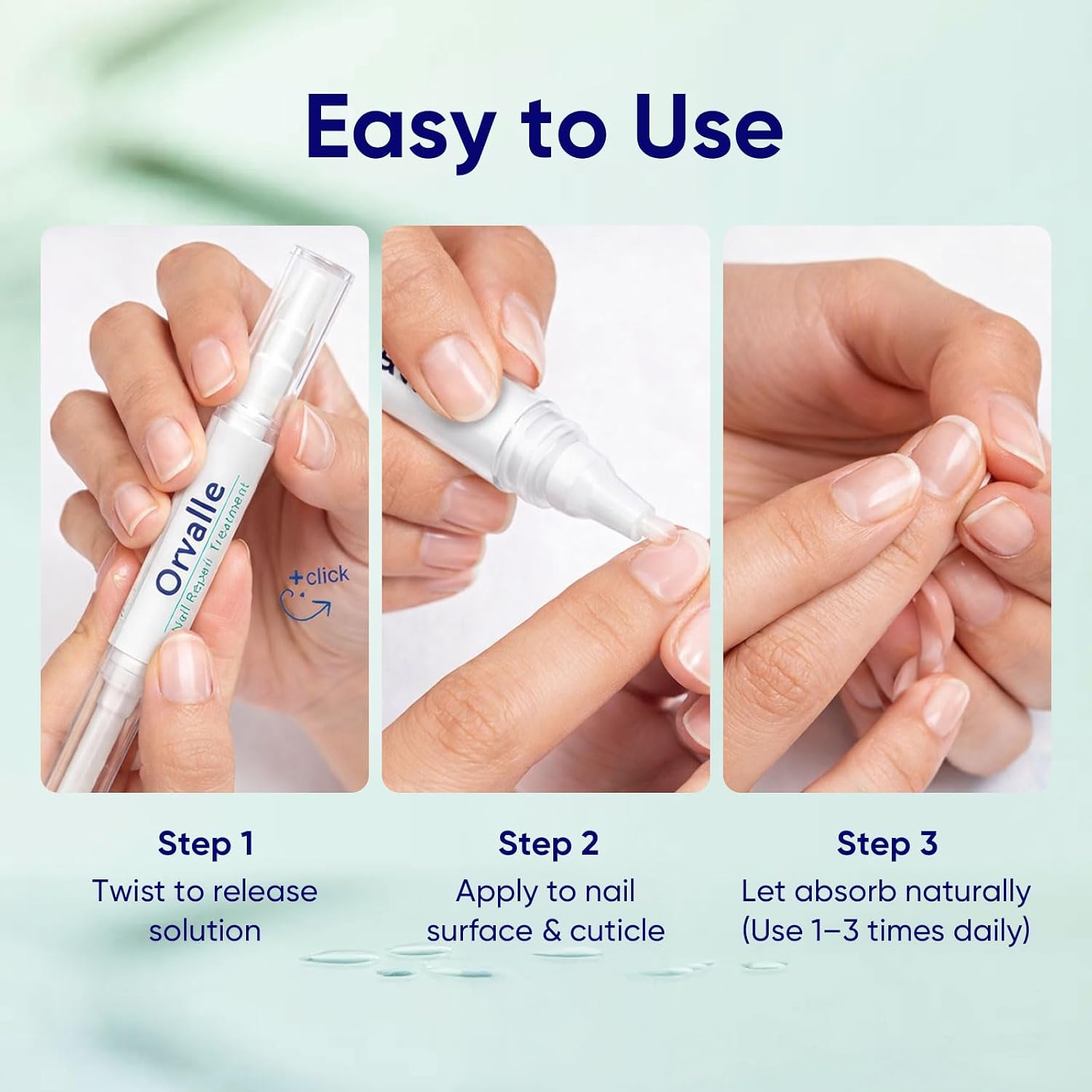 Nail Repair Pen, Nail Strengthener and Growth Treatment Serum with TreeTea Oil & Peppermint for Toenails & Fingernails (3)