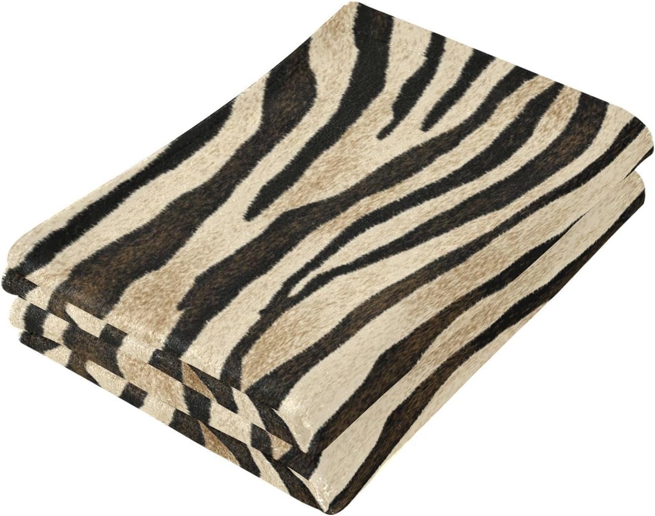 2 Pcs Black and Gold Tiger Skin Print Hand Towels for Bathroom,Soft Absorbent Animal Zebra Srtiped Modern Decorative Kitchen Towels Guest Bathroom Towels for Bath,Face,Shower,Gym,Spa 14"x28" - Image 3