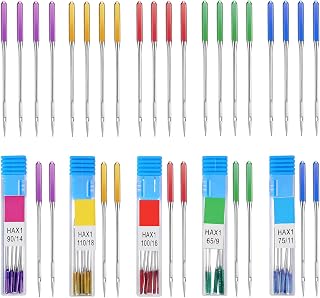 Chsoejuf 30PCS Sewing Machine Needles Universal Stainless Steel for Denim | Regular for Singer Brother Janome and Most Home Sewing Machines 5 Sizes 9 11 14 16 18 for Daily Denim Daily Projects