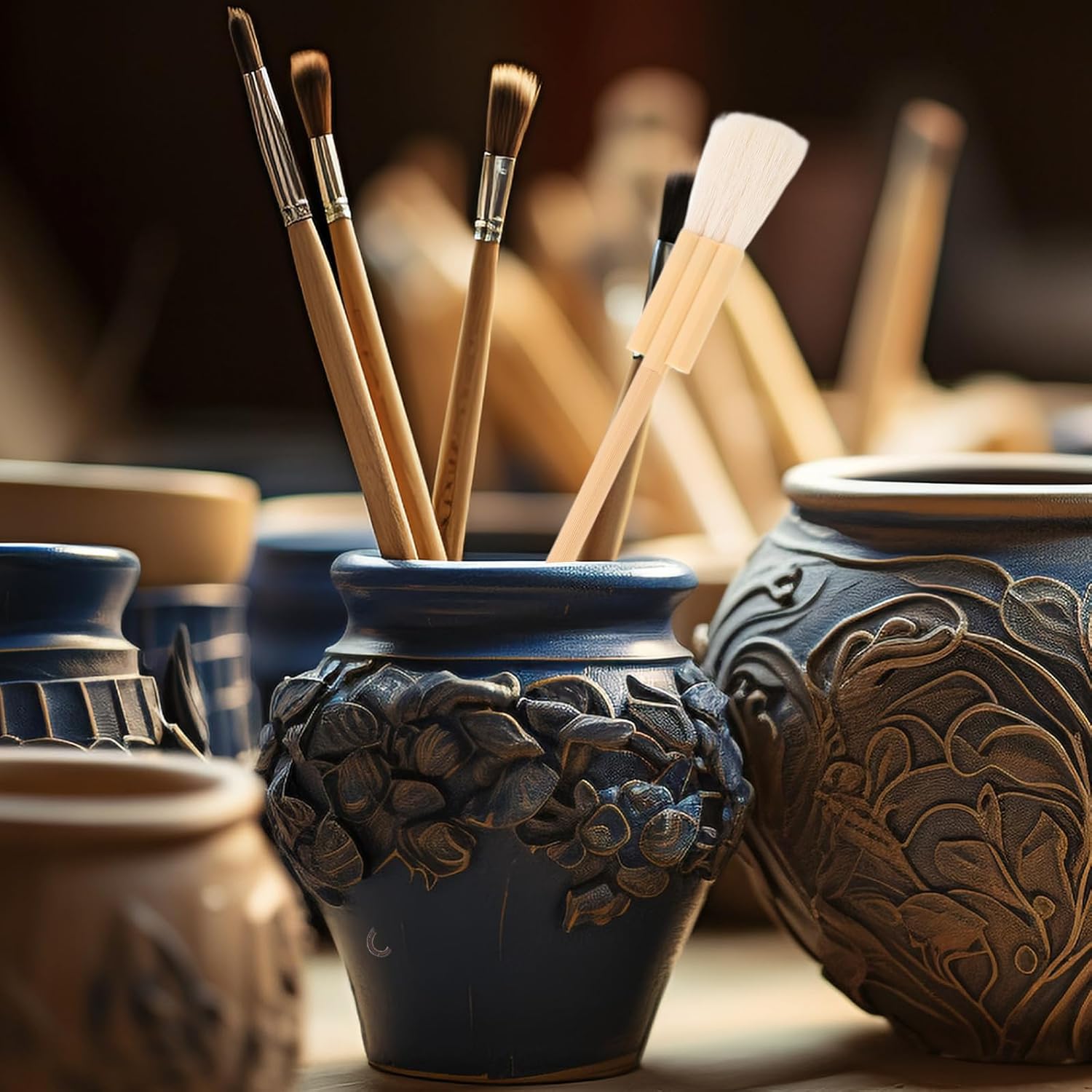 Generic Watercolor Goat Hair Hake Brush Flat Handle Paintbrush Set for Beginners Natural Wood Color Suitable for Wash Techniques and Background Painting