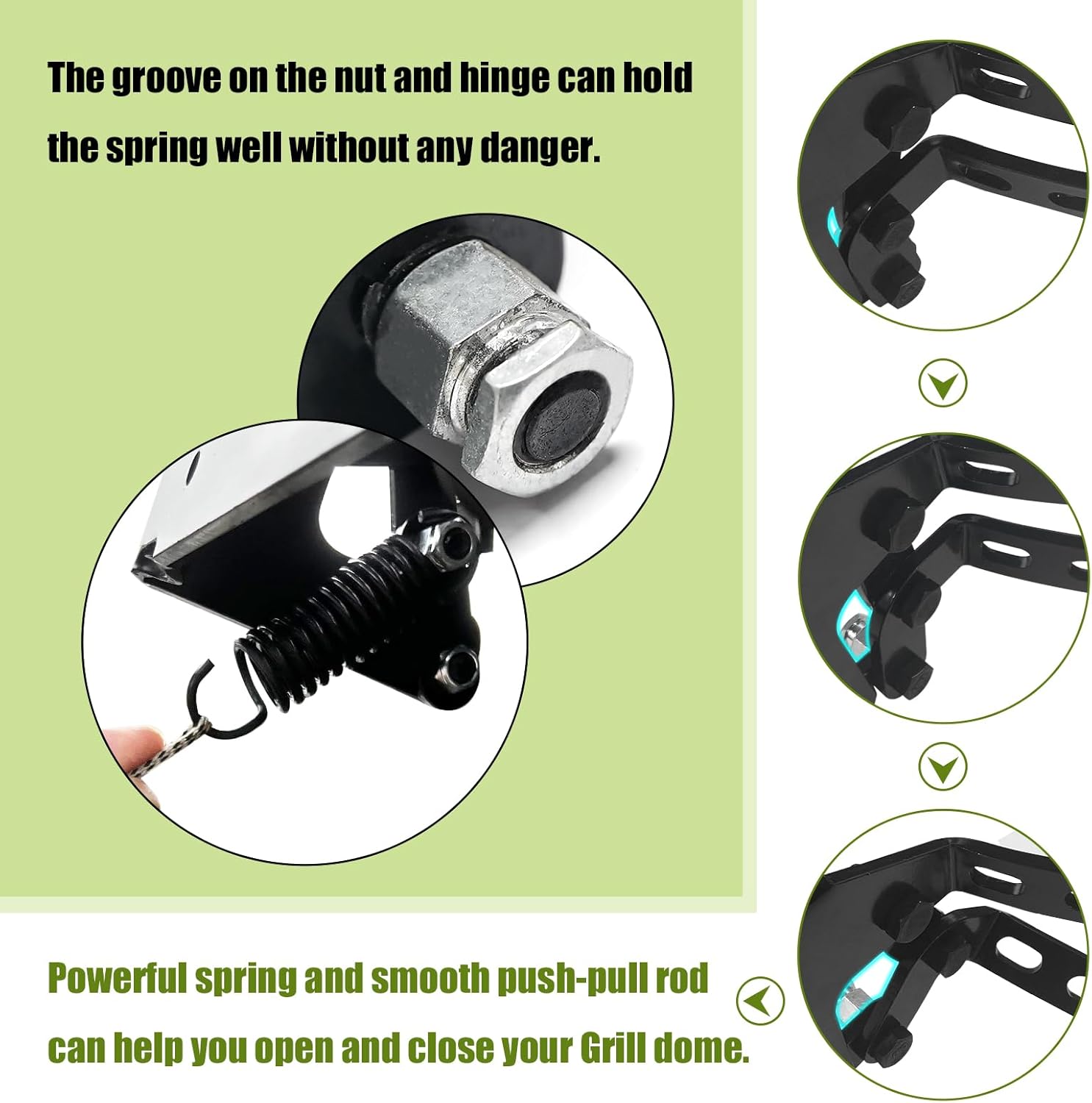 Hinge Assembly Kit fit Large Green Egg,Big Green Color Egg Accessories,Powder Coated Steel Hinge Set for Large Big Grill Green Egg