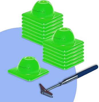 Versatyle Agility Training Cones Set with Retractable Cone Pickup Stick, 12 Green 2in Cones and 40in Cone Picker for Sports, Soccer, Football, Basketball, Motorcycle and Traffic Training