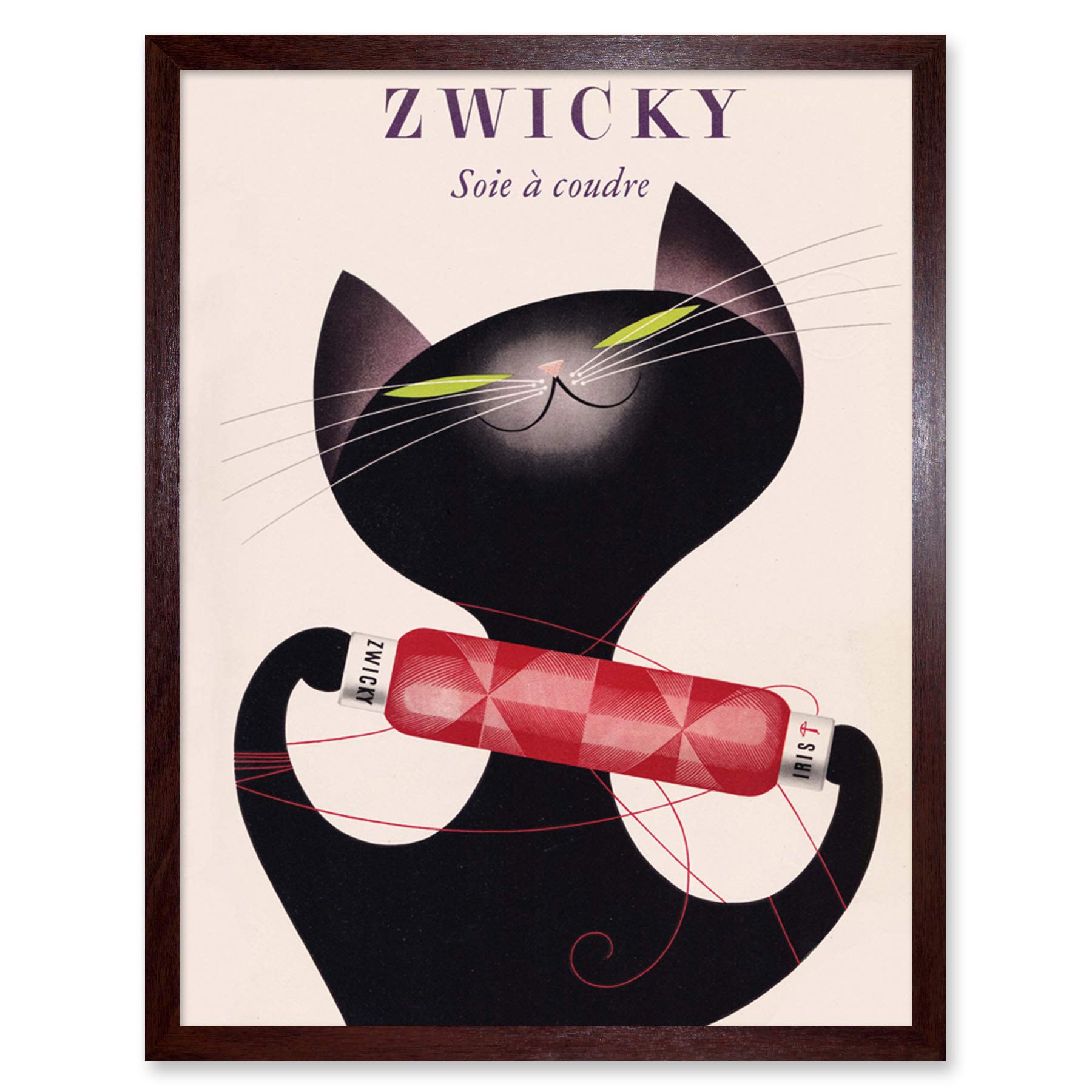 Wee Blue Coo Zwicky Cotton Switzerland Black Cat Art Print Framed Poster Wall Decor 12x16 inch