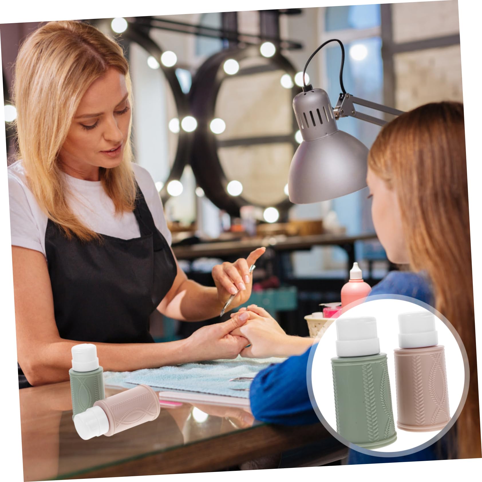 DOITOOL 2pcs Empty Bottle for Nail Art Alcohol Storage Container Depotting Makeup Containers Liquid Dispenser Manicure Supplies Push down Pump Dispenser Leakproof Liquid Bottle Bottled