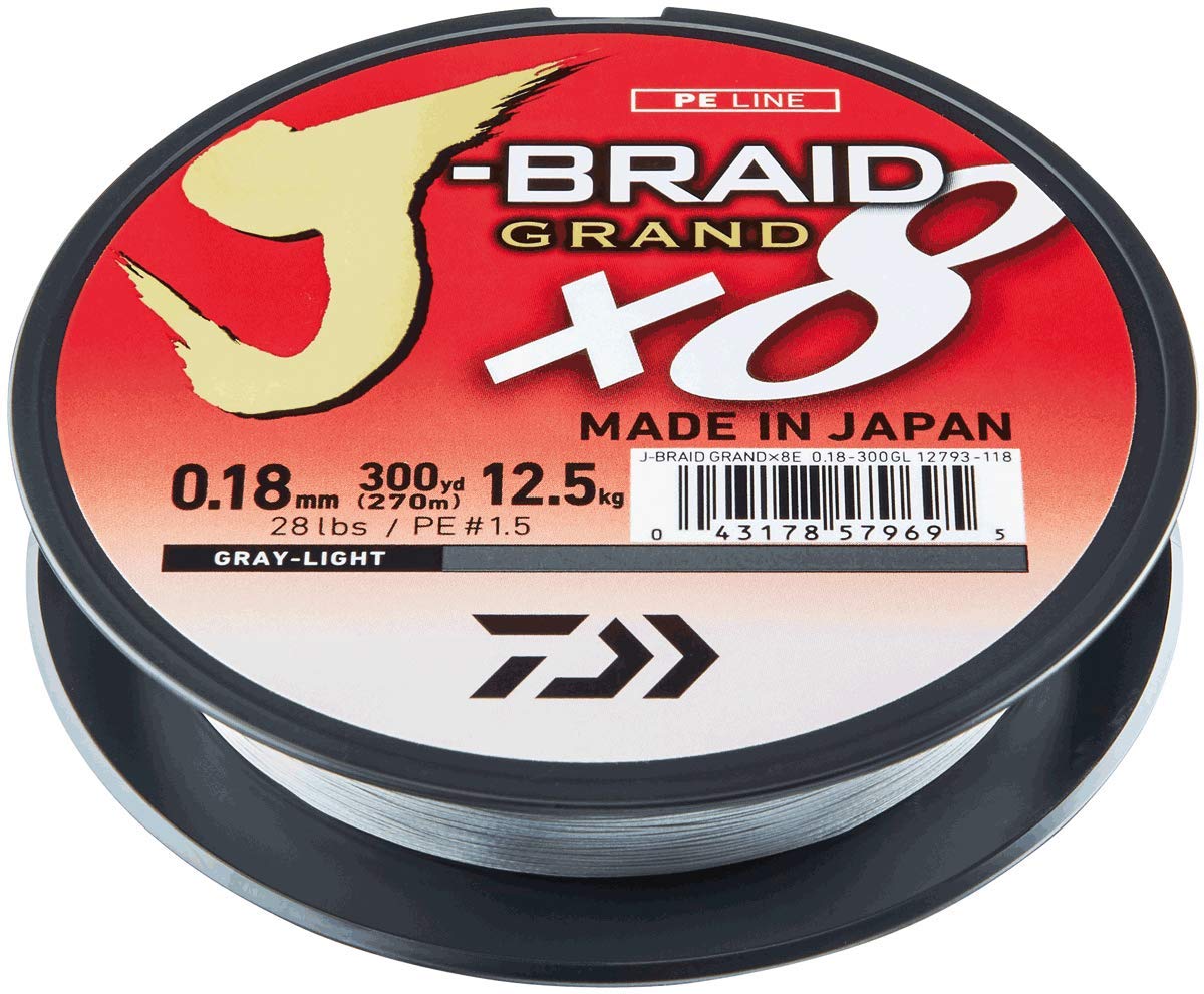 Amazon.com: New Daiwa J-Braid Grand X8 22lb / 0.16mm dia / Grey