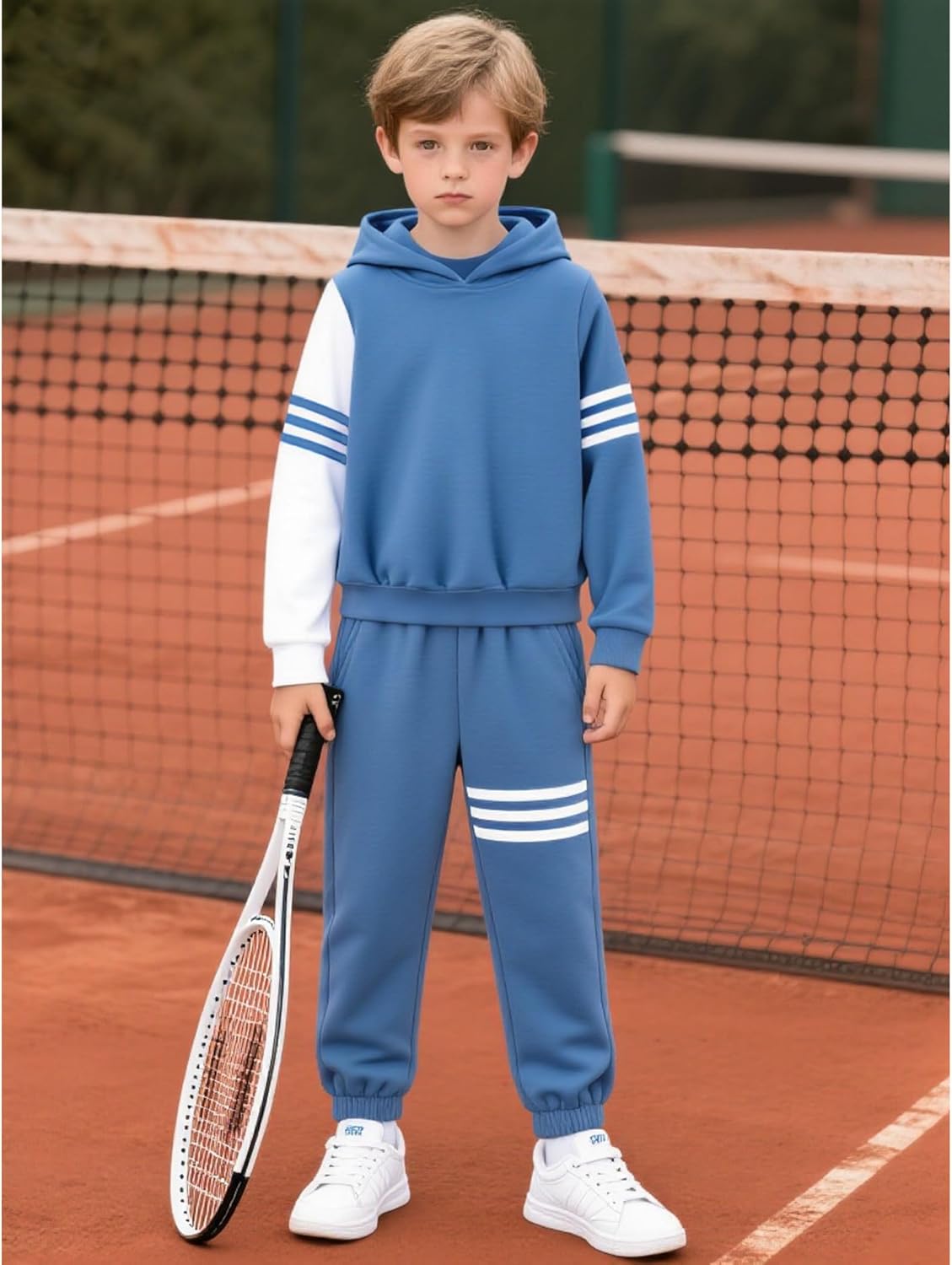 Boy Clothes Long Sleeve Striped Hoodie Sweatshirts Top and Pants Fall Winter Kids Boys 2 Pieces Outfits 3-12 Years - Image 5