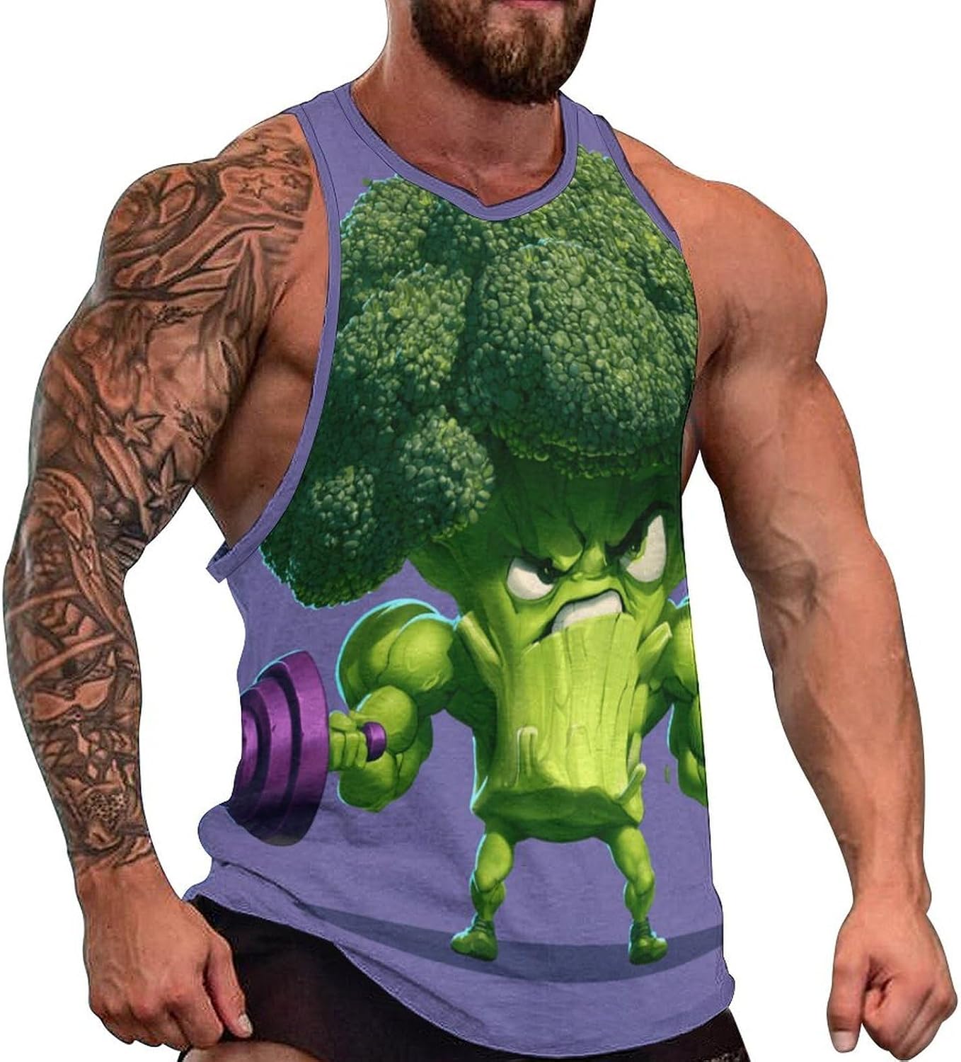 Fitness Broccoli Men's All Over Print Muscle Tank Top Sleeveless V Neck Workout Gym Casual Sports Tee S‑5XL