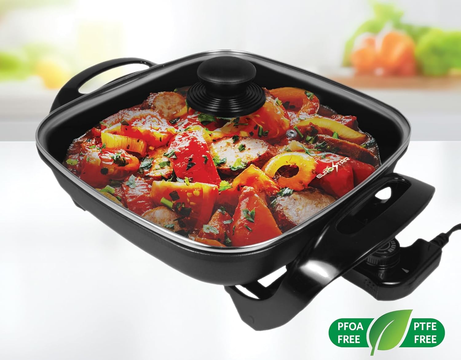 EUROSTAR SK1150 11.5" Electric Skillet with Glass Cover