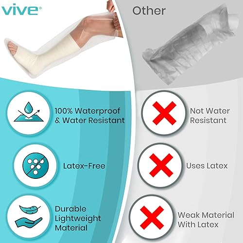 Miniatura 7 de Vive Fundas de fundición impermeables para piernas de ducha, protector de bolsa para adultos, botas de ducha para piernas, pies, tobillos, después