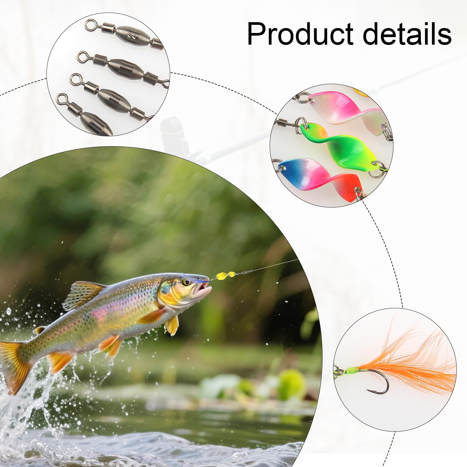 Set di 6 Esche Artificiali Spinning con Rolling Swivels Spoon Trout Area Colore Spoon Trota Resistenti All'usura Pesca Trota Lago per Spigole Trote Pesce Persico Salmoni Lucci e Granchi