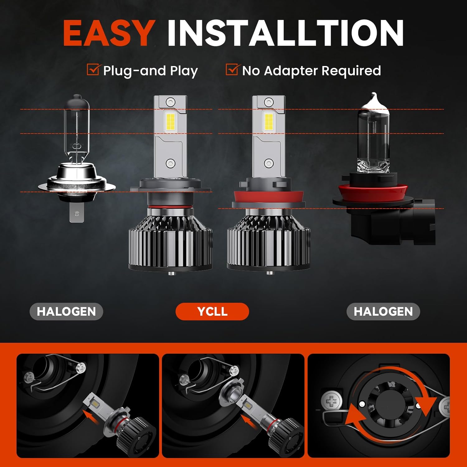 YCLL Compatible with Hyundai Sonata 2011-2014 Bulb Light Combo,6500K White,500% Brightness,70W,6 Pack