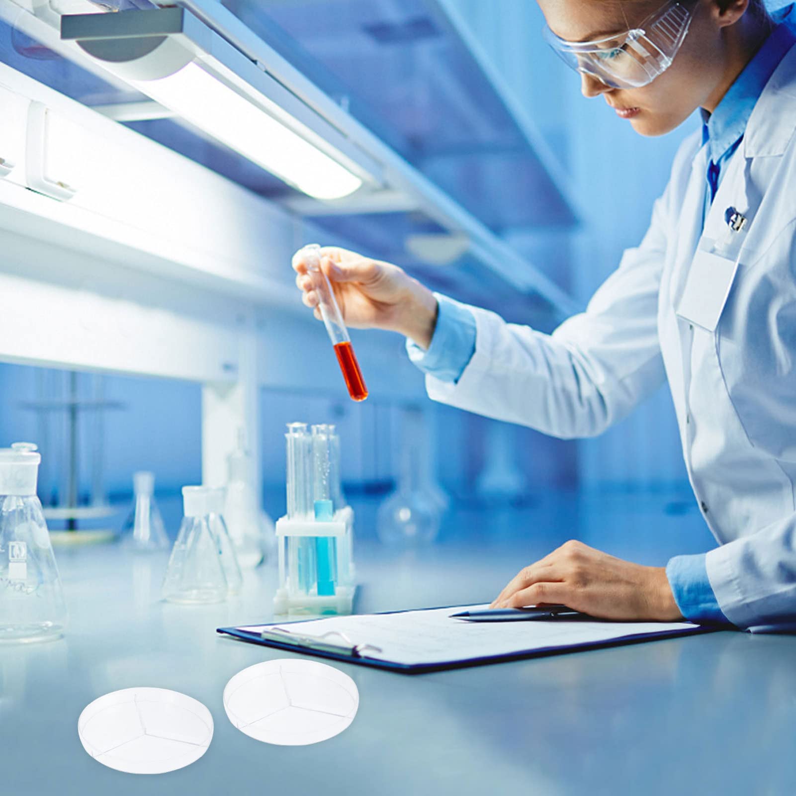 Gatuida 30piezas Placas De Petri Transparentes De Compartimentos Esterilizadas Para Cultivo De Bacterias Laboratorio y Aula De Ciencias
