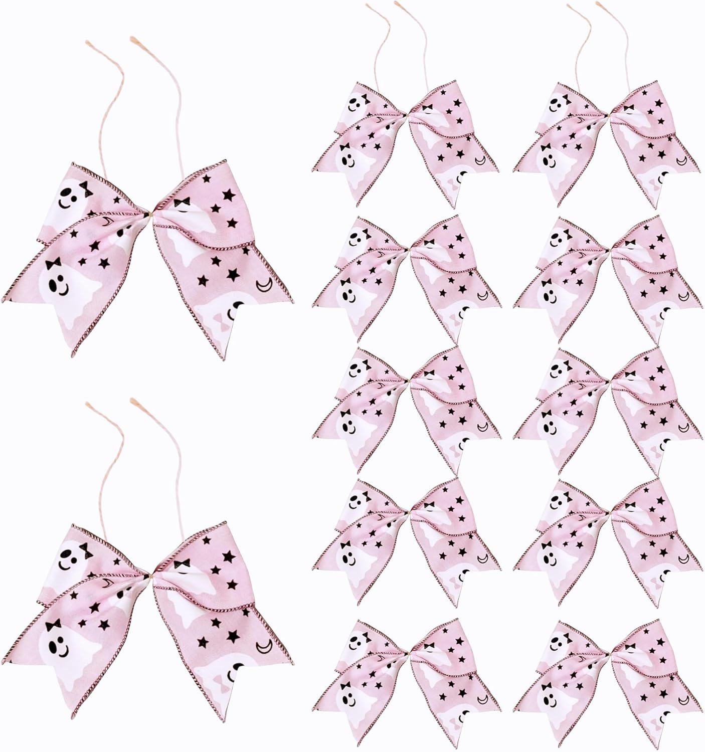 12 Pcs 6 Inch Pink Ghost Ribbon Bows Halloween Decoration Bow for Gift Wrapping Baby Shower Halloween Party Craft Supplies (Halloween)