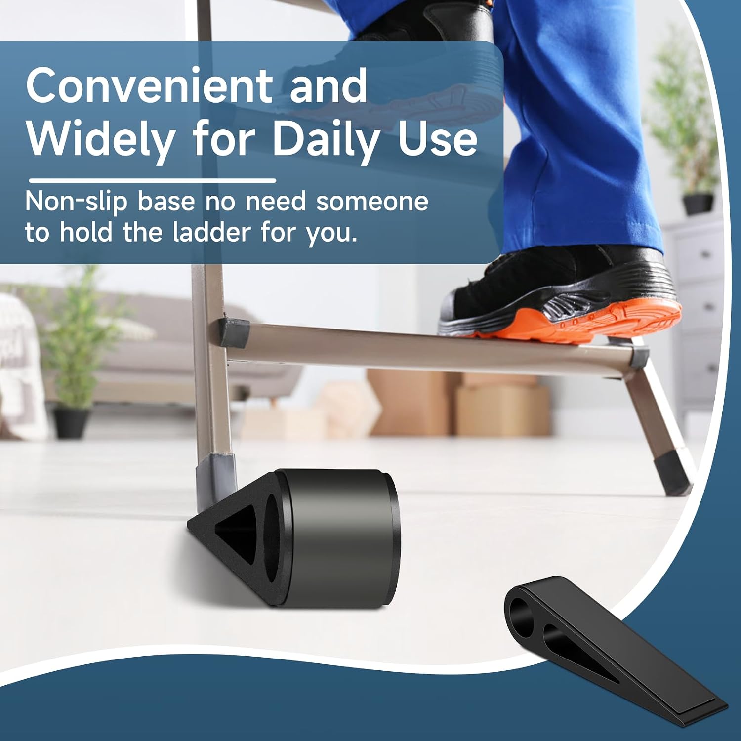4 Pcs Heavy Duty Door Stopper for Bottom of Door, Aluminum & Rubber Door Stop Wedge- Keep Doors Open in Home, Apartment, Office, Hotel, 4.92L*1.02W*1.22H Inch, Black