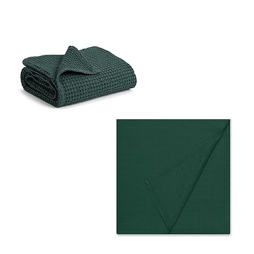 Simka Rose Manta de punto gofre para bebé con manta a juego, manta ligera de algodón suave para recién nacidos y niños pequeños, esencial para