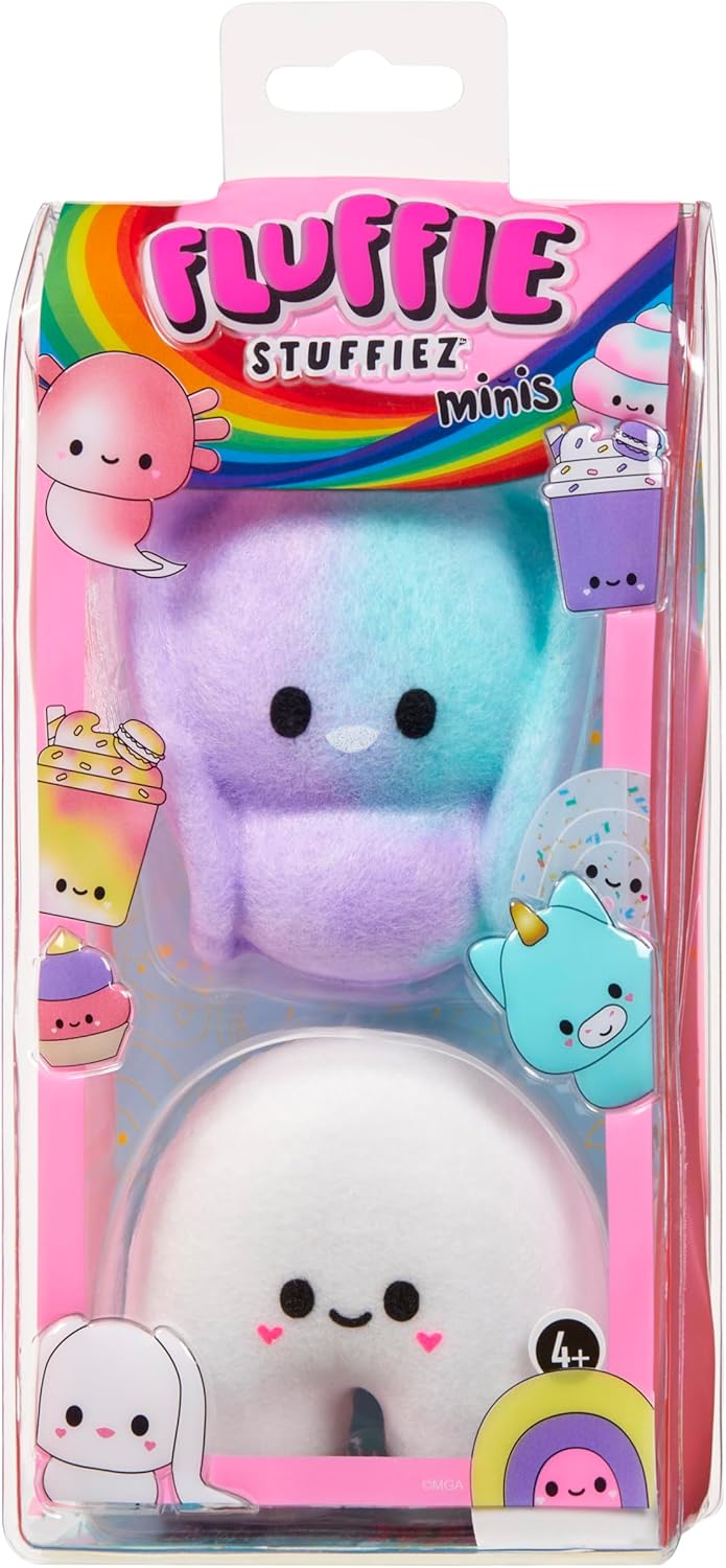 Fluffie Stuffiez Bunny & Rainbow Minis Collectible Feature Plush, Surprise Reveal Unboxing Soft and Squishy Tactile Play Fidget DIY