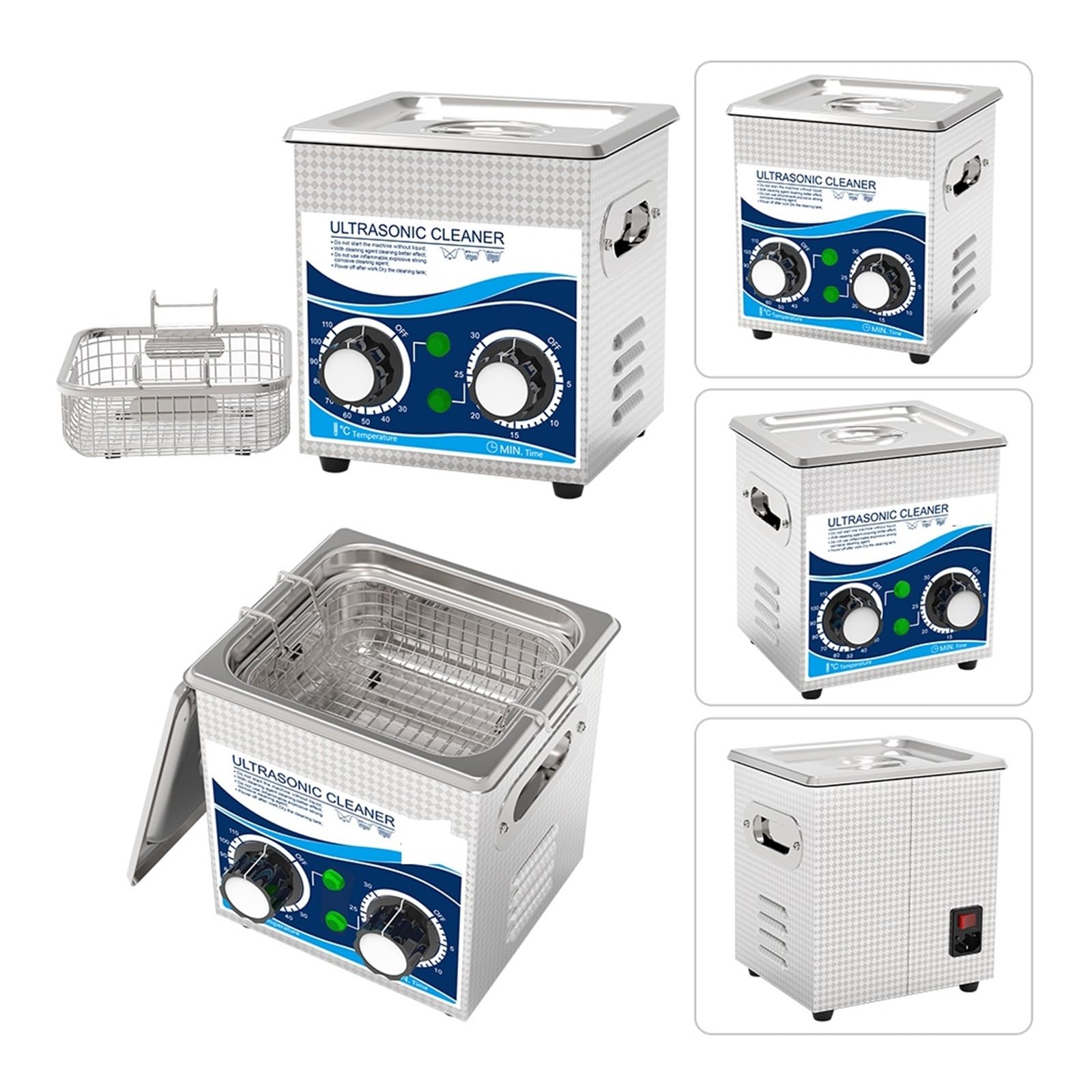 Pulitore Ad Ultrasuoni da 120 W, Bagno da 1,3 Litri, Timer da 0 A 30 Minuti con Riscaldatore Ad Ultrasuoni for Orologi, Occhiali, Gioielli, Parti A Casa