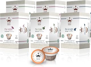 GLORYBREW 72 Compostable Keurig Coffee Pods I Premium Compatible K Cups Variety Pack I Medium & Dark Roast I Biodegradable I Rainforest Alliance Certified