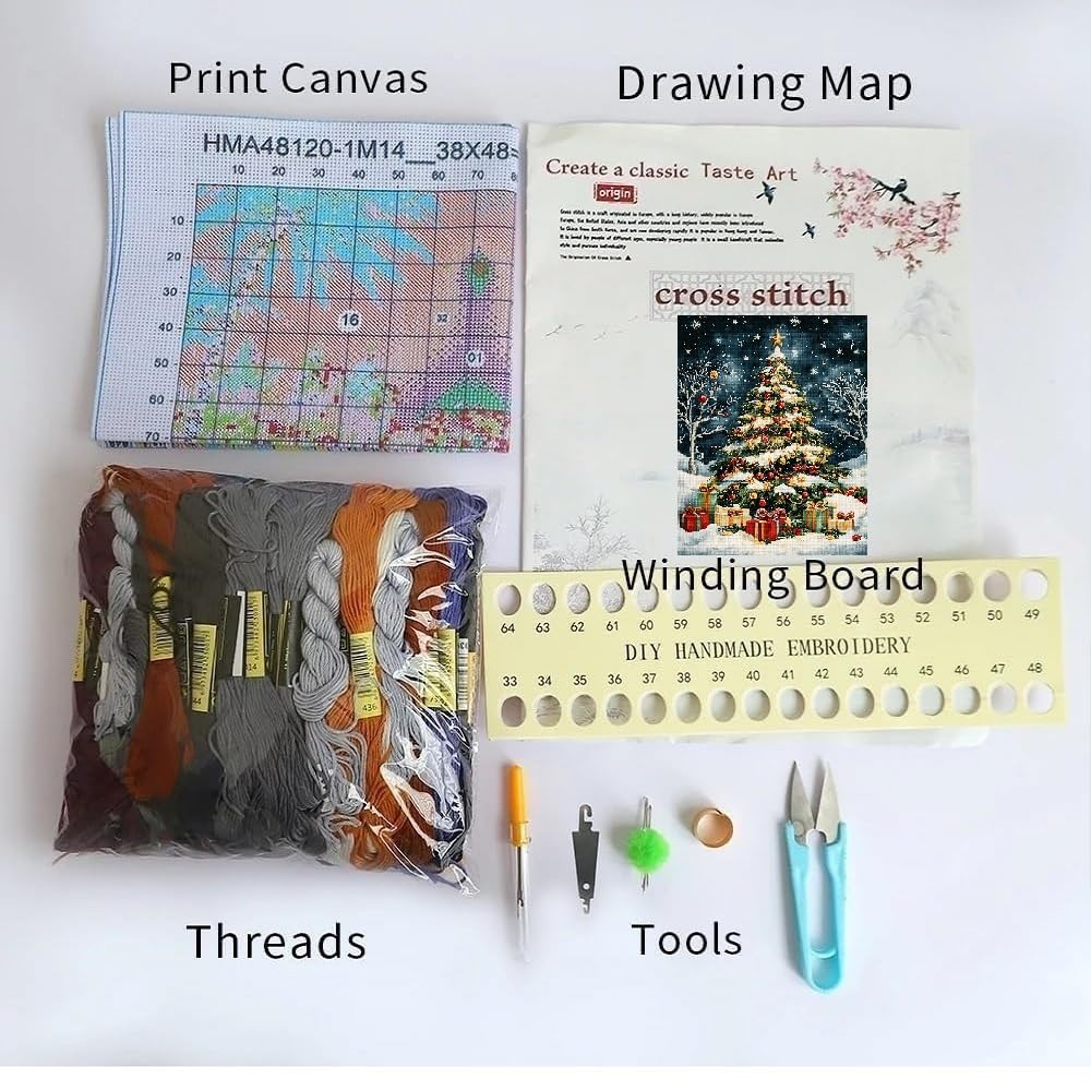 クリスマスツリー他 11点セット 刺繍 クロスステッチ 完成品｜Amazon