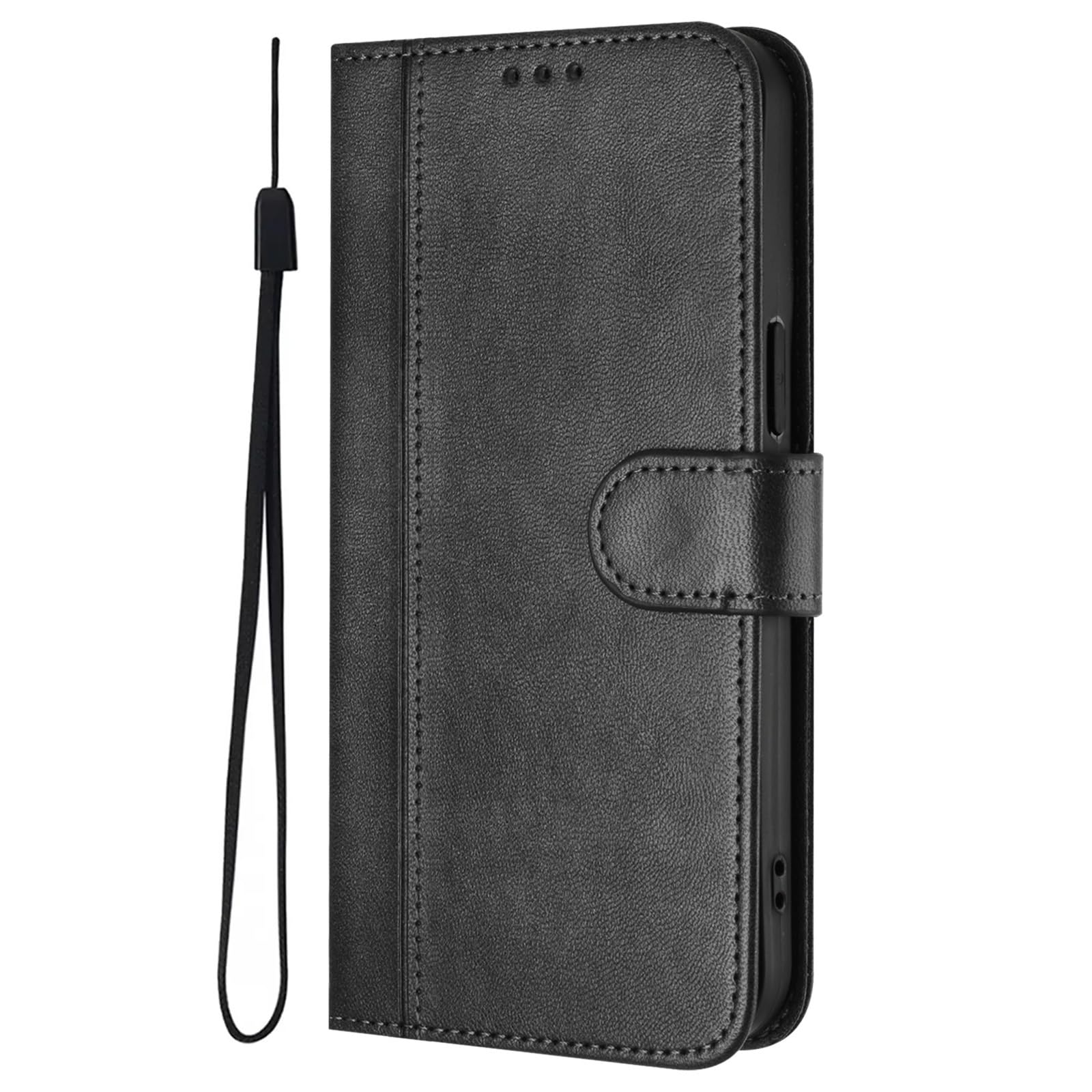 Etui do Samsung Galaxy S26 Ultra/S26+/S26, portfel ze skóry z klapką Wewnętrzna miękka opaska na nadgarstek odporna na upadek obudowa dla mężczyzn i kobiet, czarny, S26