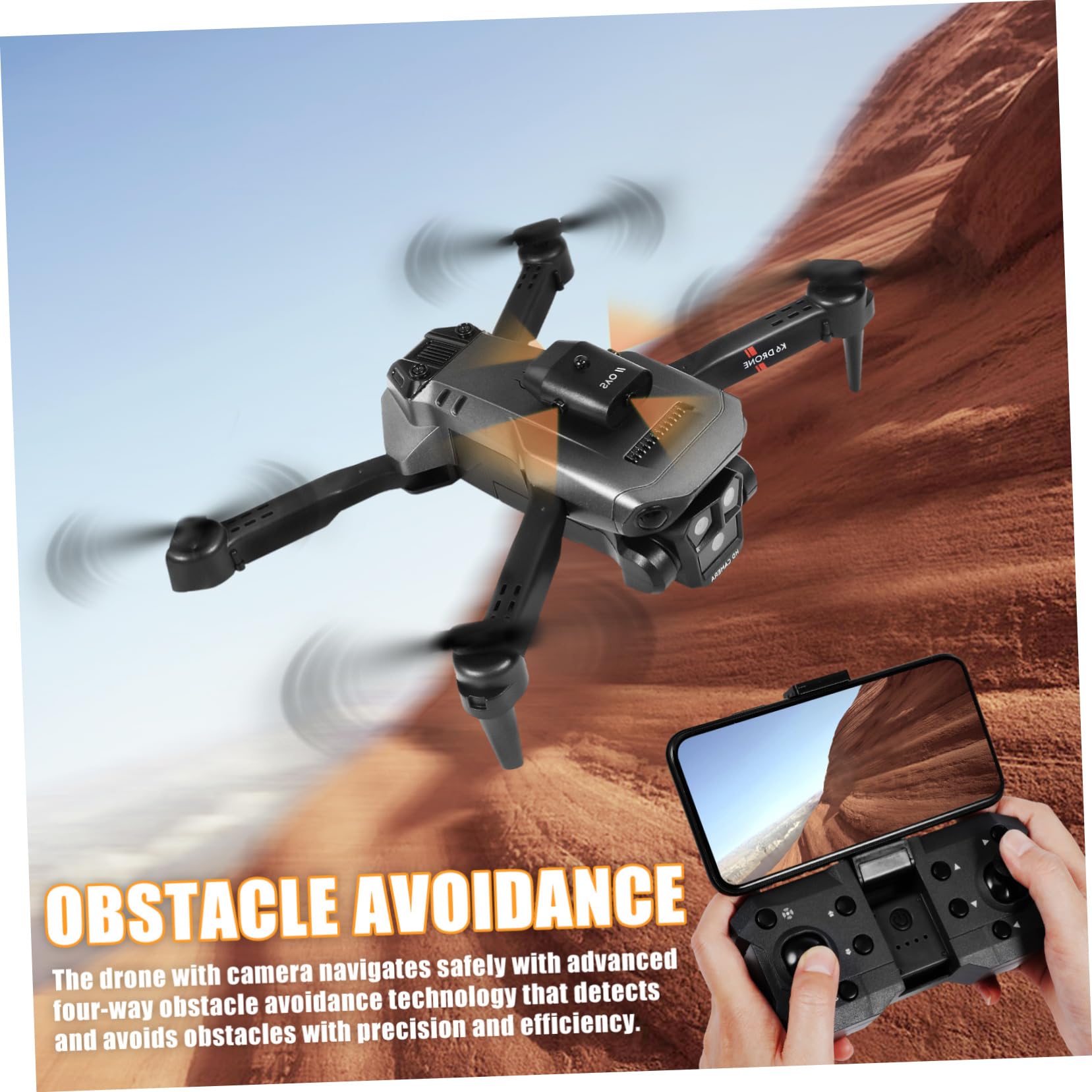 Dron Plegable Modelo Max con Triple Cámara HD y Lente Ajustable