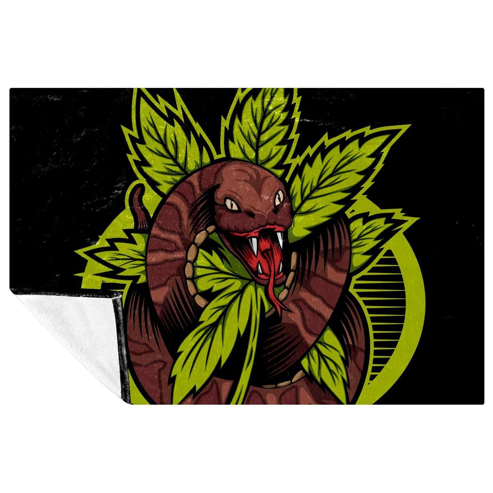 Couverture chaude imprimé serpent de cannabis pour pique-nique et lit