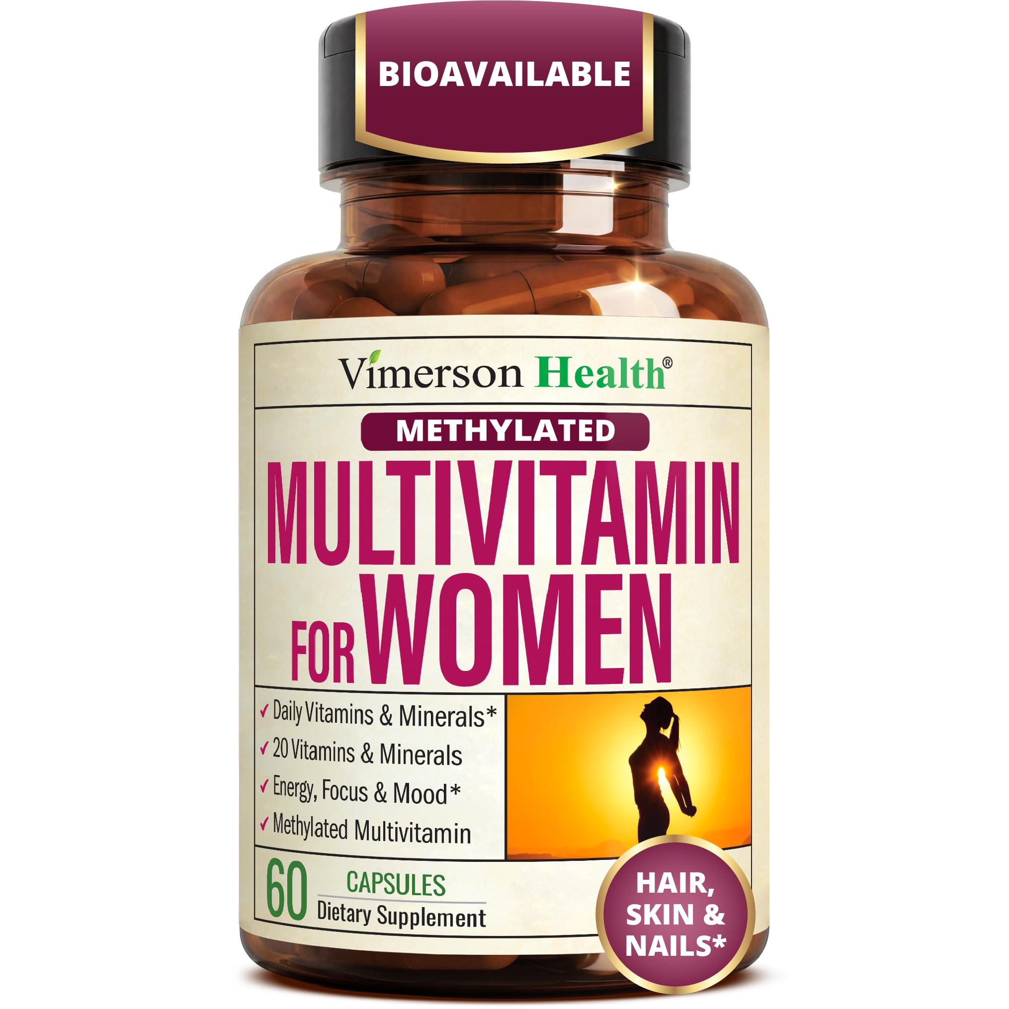Multivitamin for Women – Methylated Multivitamin – Daily Wellness – 60 Caps Women's Capsules