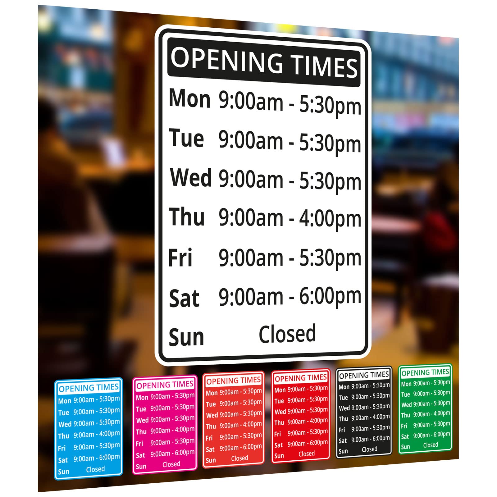 Concept Graphics Full Colour Printed Custom Personalised Opening Times/Hours of Business Window Wall Vinyl Sign Decal (Large 28cm x 40cm)