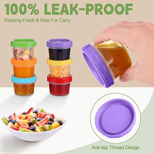 Miniatura 4 de Recipientes pequeños de plástico de 4 onzas con tapas, paquete de 6 recipientes pequeños apilables para congelador, recipientes reutilizables de 12