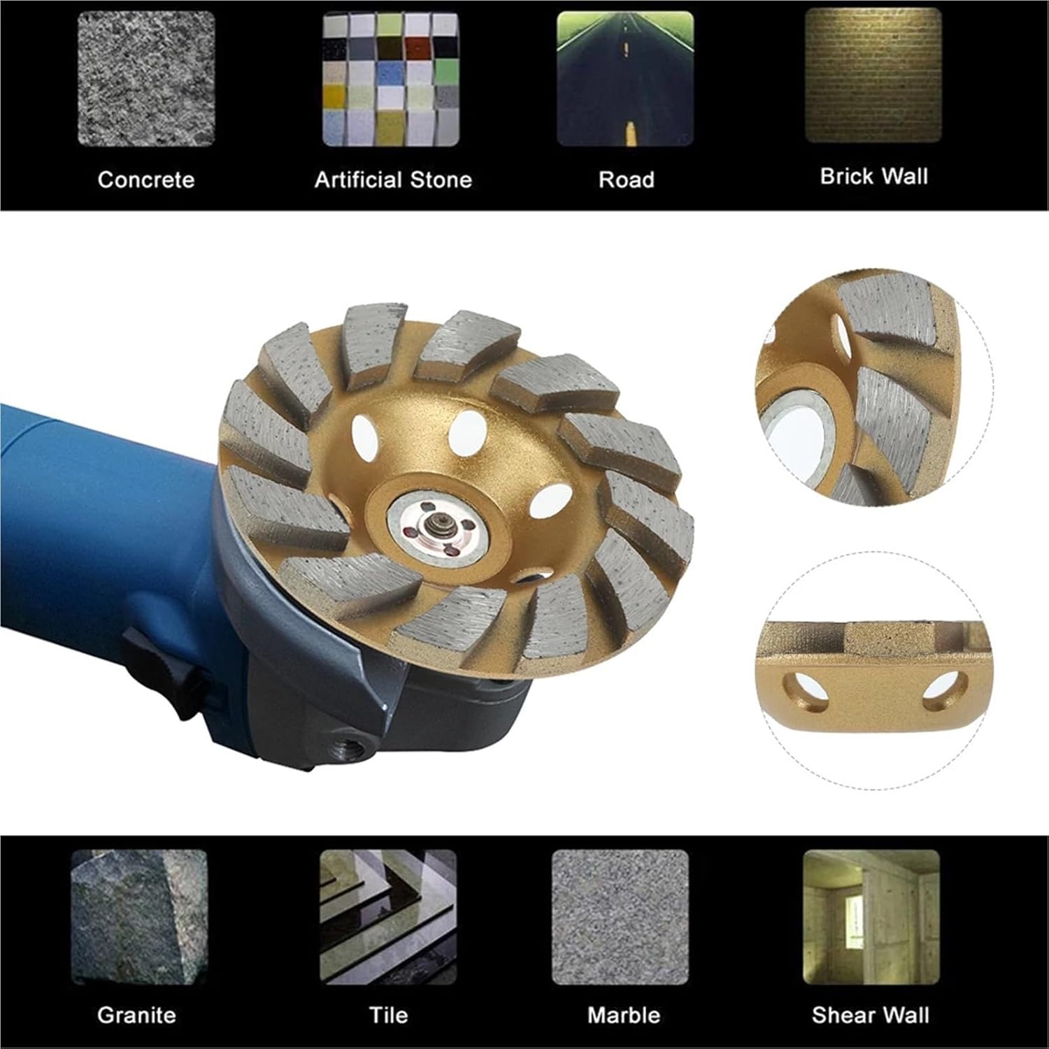 5Inch Diamond Grinding Disc Abrasive Cup Wheel Wear Resist Diamond Sanding Wheel Durable Angle Grinder Disc for Concrete