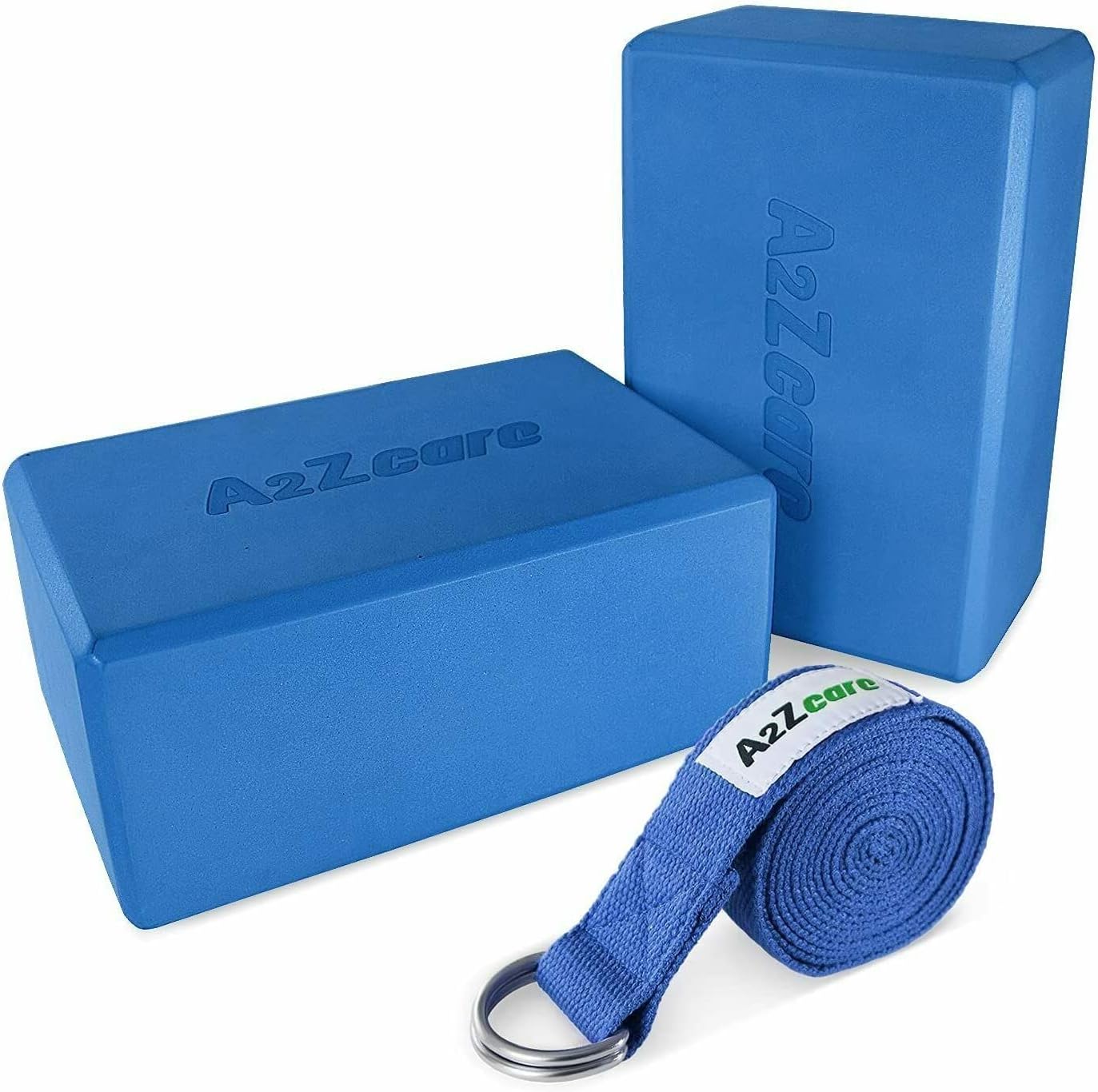 A2ZCare Yoga Blocks (Set of 2) and Yoga Strap Set with D-Ring – Yoga Foam Block 9x6x4 inch and Yoga Stretching Strap (Black) : Sports & Outdoors