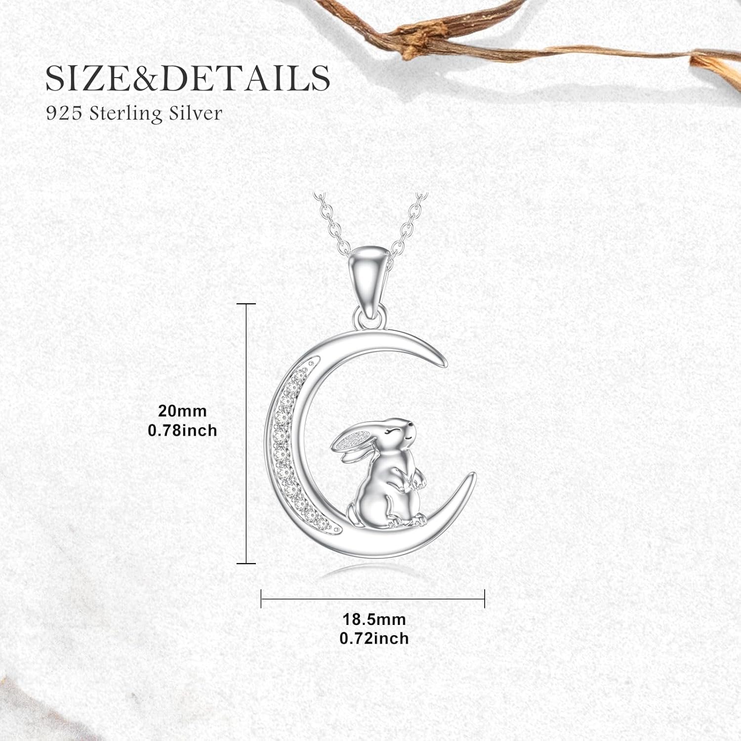 Diamond Bunny Necklace for Women 925 Sterling Silver Bunny Moon Pendant Necklace Cute Rabbit & Bunny Jewelry Gifts for Her - Image 5