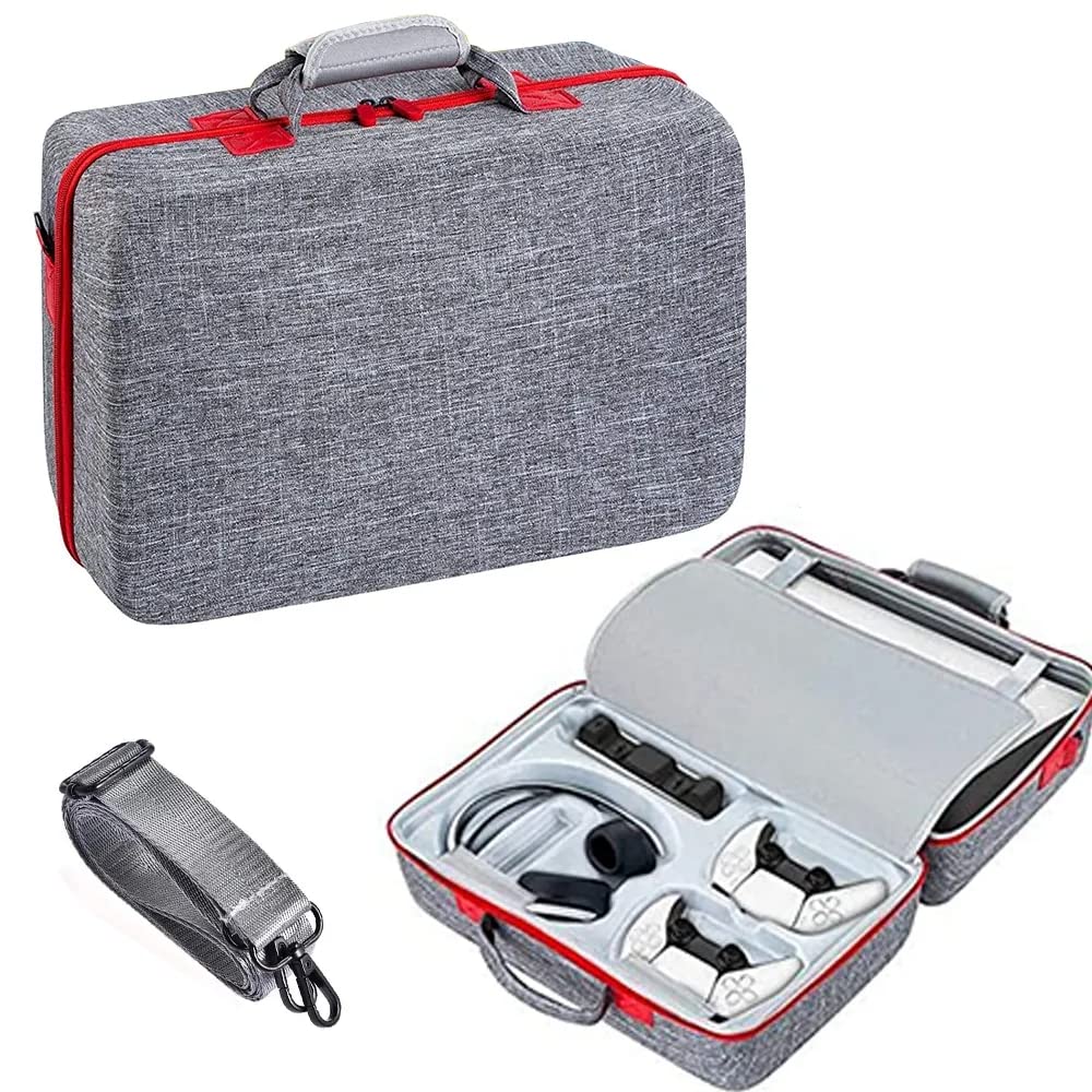 Custodia protettiva per PS5 Host - Custodia rigida in EVA per custodia protettiva per controller P5 con tracolla, Grigio, Borsa portaoggetti per PS5 Host Protettivo