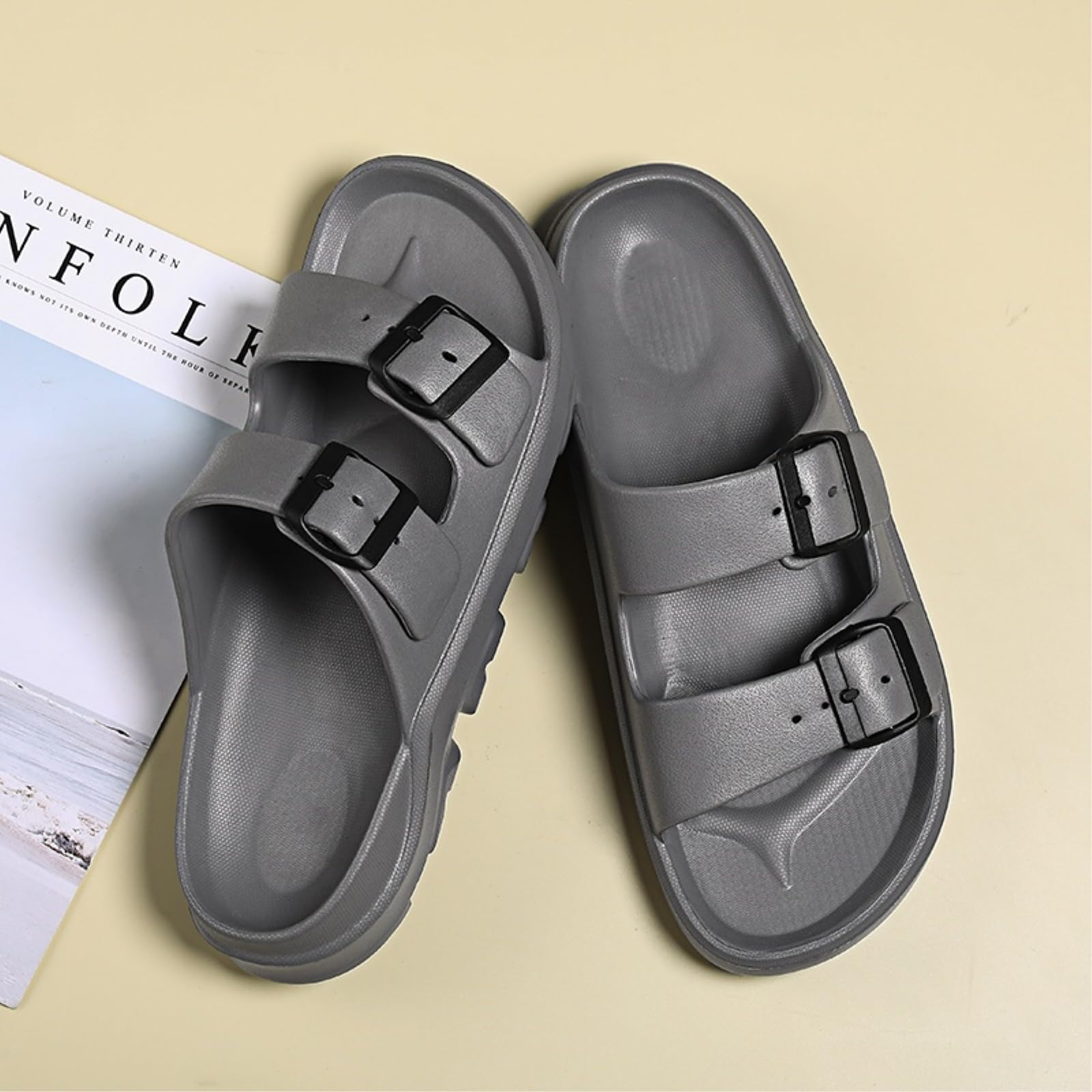 Ciabatte Uomo Spiaggia Estate Scarpe Pantofole da Passo su di Merda per Gli Uomini Sandali Casa Fondo Spesso Morbido Eva Donna-gray-41