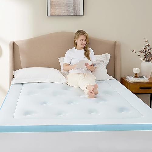 Vista 14 de Hansleep Cubrecolchón individual XL de espuma viscoelástica para dormitorio universitario, cubrecolchón de espuma individual XL, viscosa derivada