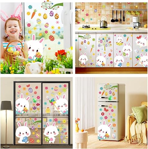 Miniatura 6 de 97 calcomanías de ventana para niños, 9 hojas, calcomanías de conejo de huevo, calcomanías de ventana para el hogar, oficina, suministros de