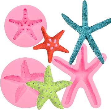 Starfish Sea Fondant Silicone Molds, 3 Packs Starfish Fondant Molds Marine Chocolate for Cake Decoration Cupcake Toppers Candy