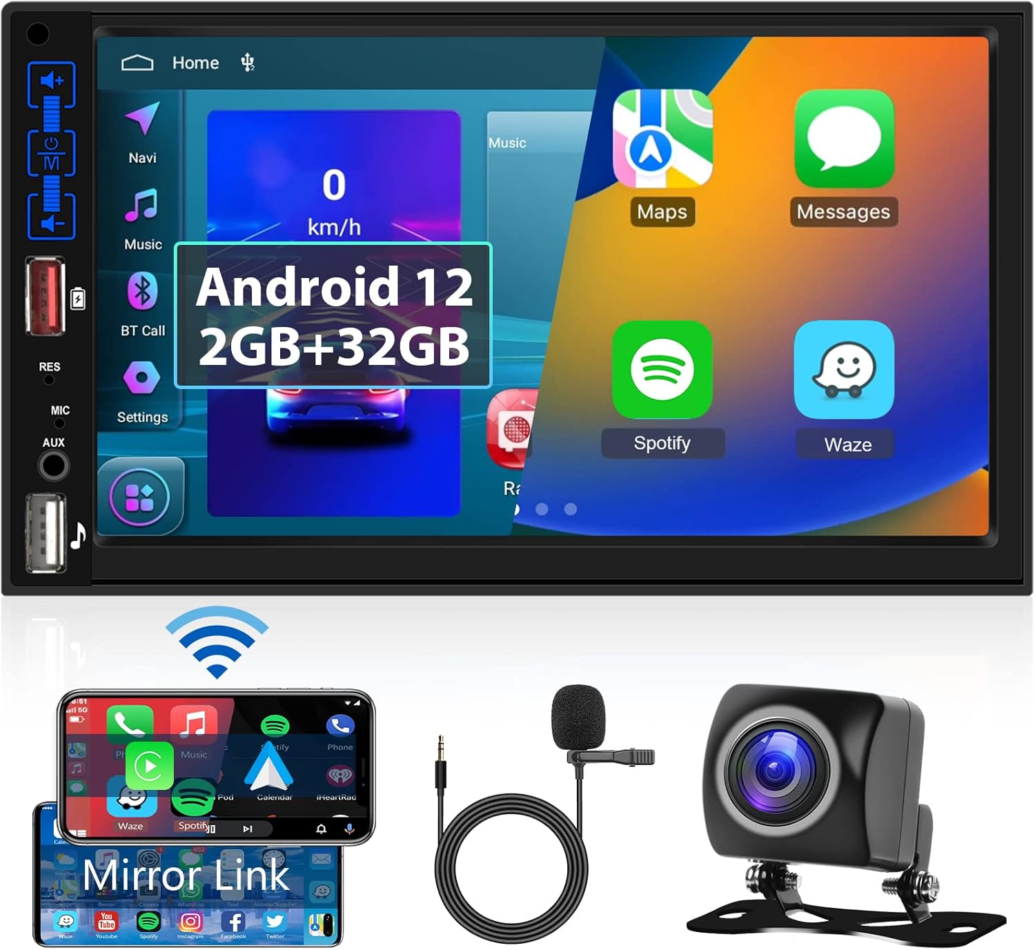 Hodozzy 1 Din Autoradio Automatisch Bildschirm 7 Zoll mit Wireless CarPlay Android Auto, Radio mit Bluetooth MirrorLink FM DSP Farben Beleuchtung SWC,Unterstützung USB/TF/AUX/MIC Rückfahrkamera Hodozzy 1 Din Autoradio Automatisch Bildschirm 7 Zoll mit Wireless CarPlay Android Auto, Radio mit Bluetooth MirrorLink FM DSP Farben Beleuchtung SWC,Unterstützung USB/TF/AUX/MIC Rückfahrkamera