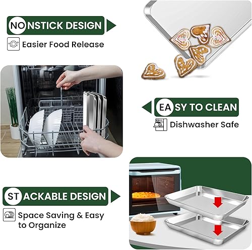 Miniatura 5 de Fire More Juego de bandeja para hornear de 12 pulgadas con rejilla de enfriamiento bandeja para hornear + estante para hornear, bandejas de acero