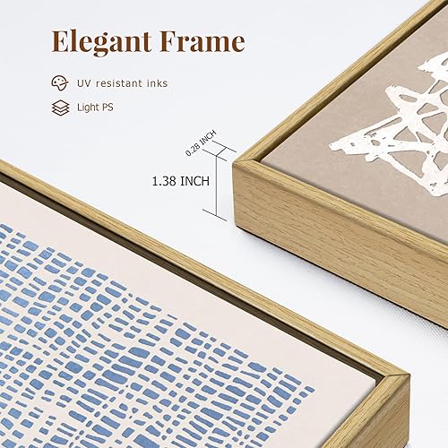 Miniatura 6 de SAFERRYHOME Arte de pared bohemio de contraste azul neutro de mediados de siglo, impresiones modernas en lienzo enmarcadas grandes líneas zen