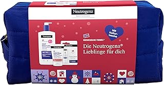 Neutrogena Hautpflege Geschenkset mit Kosmetiktasche: Handcreme, Lippenpflege & Bodylotion – Pflegeset mit Glycerin & Vitamin E für trockene Haut – ideale Geschenkidee