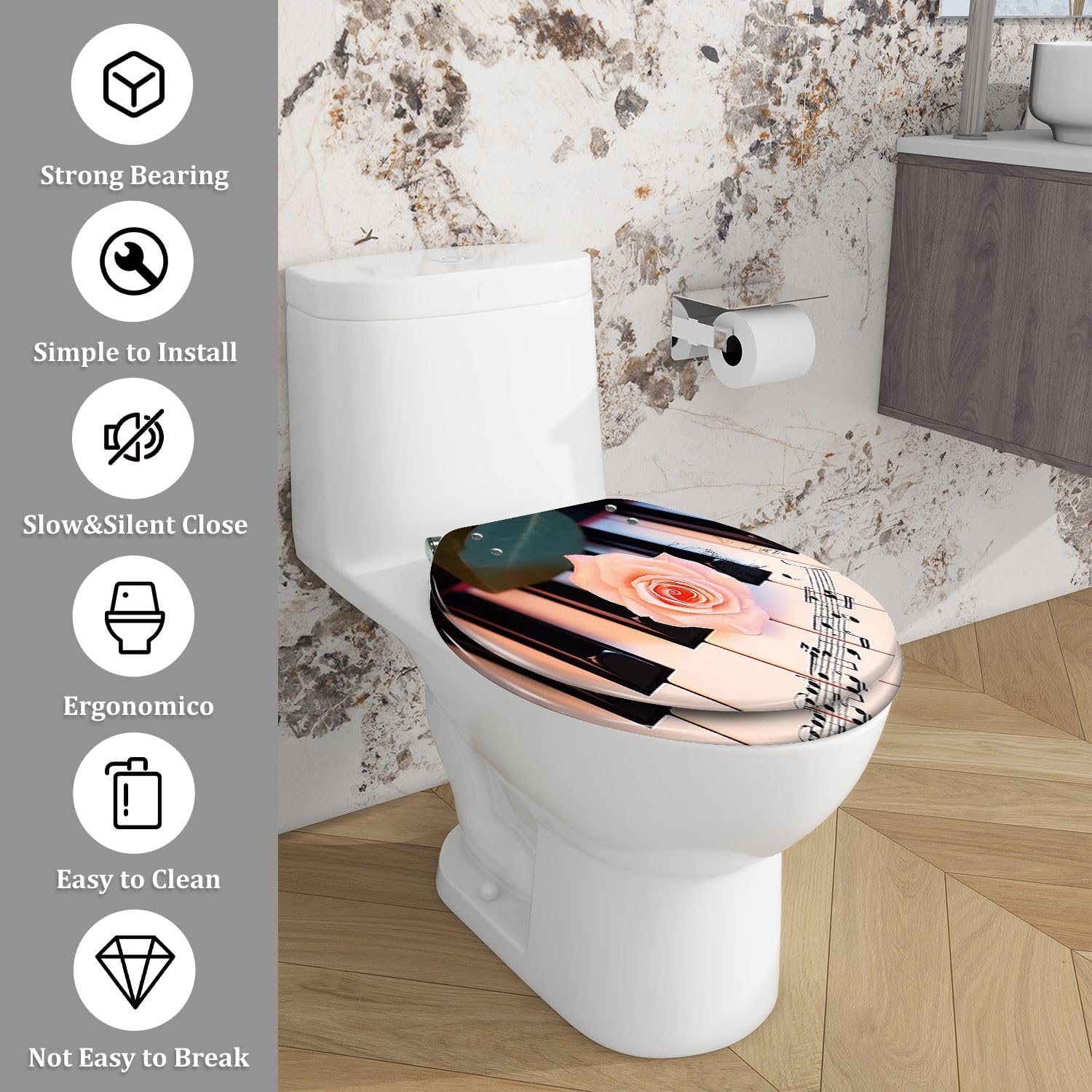 Asiento de inodoro alargado genérico para baño