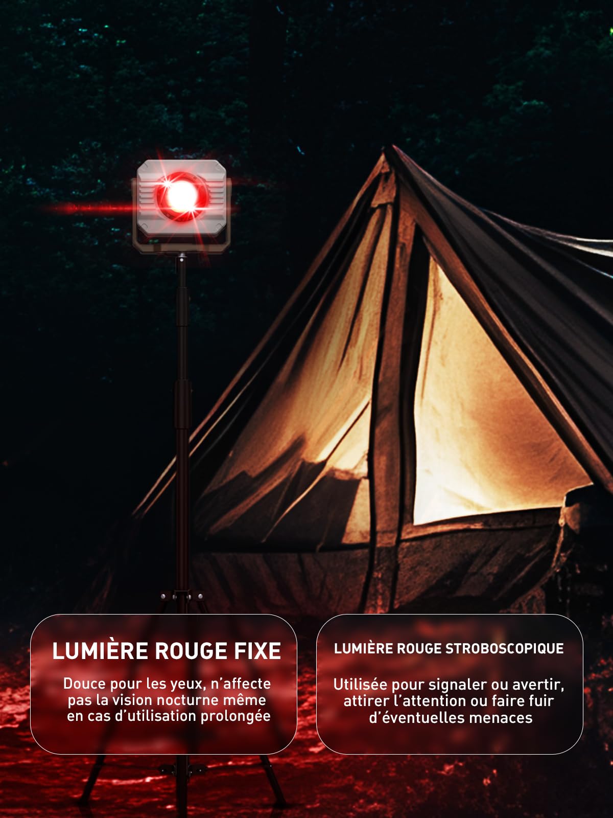 Smiling Shark Lampe Travail, 5000mAh Rechargeable LED Lampe de Chantier 1200lm 3 Modes Lumière Dimmable Magnétique Portable Lampes D'atelier avec Rotable Crochet pour Outdoor Randonnée Working