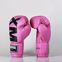 Maximum Luva de Boxe e Muay Thai MXM, Rosa e Preto, Couro de Microfibra Premium, 14oz