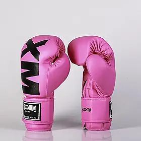 Maximum Luva de Boxe e Muay Thai MXM, Rosa e Preto, Couro de Microfibra Premium, 14oz