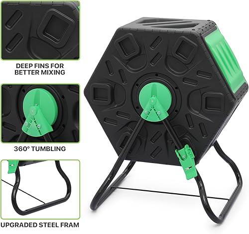 Miniatura 9 de Magshion 1 vaso de compostaje de cámara exterior de 17 galones de material libre de BPA, para uso al aire libre, para todas las estaciones, de alto