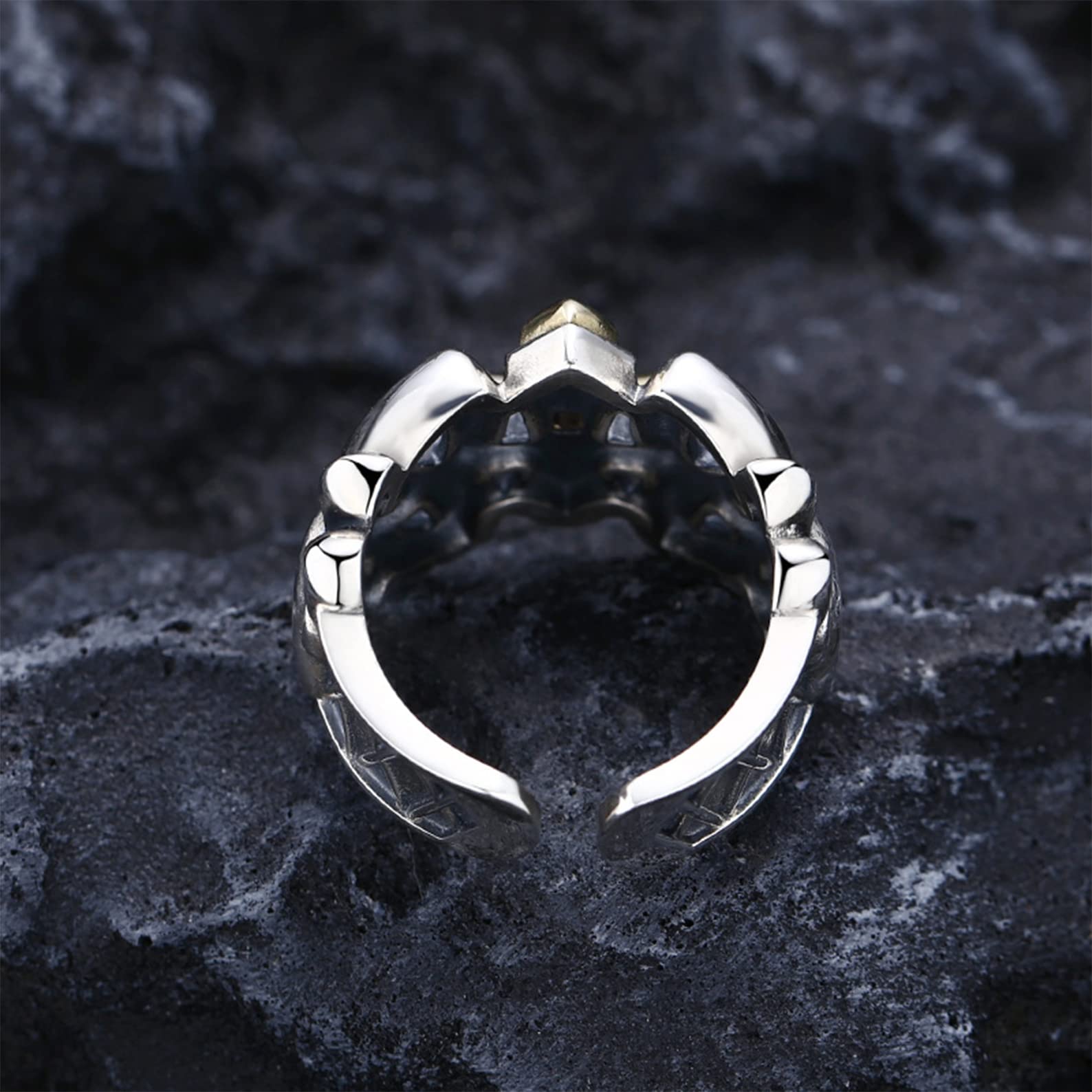 Anillo de cruz ajustable abierto para hombre, de plata de ley S925, chapado en oro, hecho a mano, accesorios de joyería vintage.