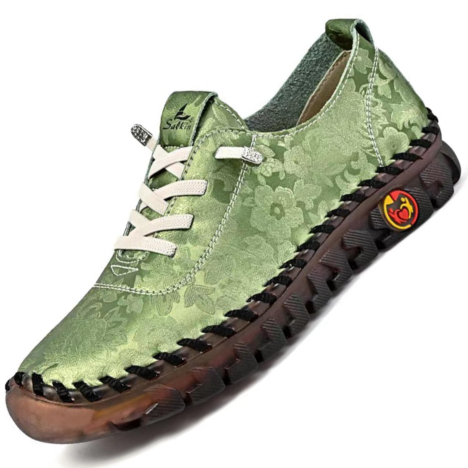 Women's Leather Soft Bottom Beef Tendon Flat Loafers Handmade Slip On Breathable Round Head Non-Slip Mom Wedge Leisure Shoes